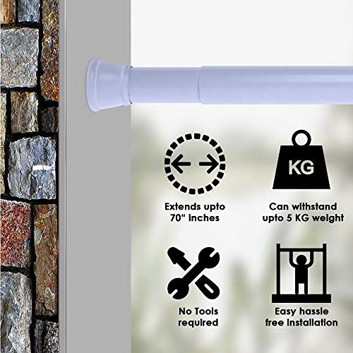 Image of Story@Home Set of 2 Pcs 100 CM-160 CM Simple Lightweight Rustproof Metal Adjustable -Length Shower Curtain Tension Rod -, Light Urple