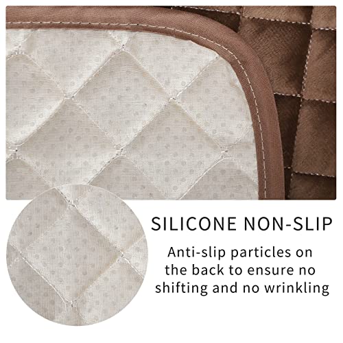 Image of Velvet Recliner Covers Non Slip Waterproof Large Recliner Chair Covers for Leather Chairs Reversible Recliner Sofa Cover for Living Room Recliner Furniture Protectors Covers for Dog Pets Beige 28 inch