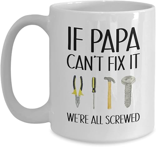 Vista 2 de Taza de café de cerámica moderna blanca de 11 onzas, regalo divertido del día del padre, regalo para el mejor papá
