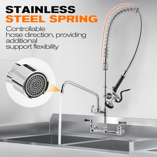 Image of 25 inch Height Commercial Faucet with Sprayer Commercial Sink Faucet