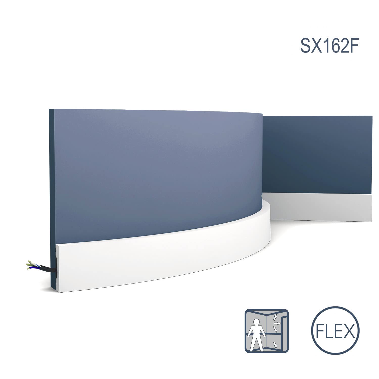Orac Listwa dekoracyjna elastyczna SX162F SQUARE 200 cm x 1,0 cm x 4,0 cm Poliuretan powierzchnia wstępnie zagruntowana