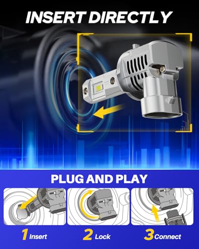 Image of AUTOONE HIR2 9012 LED Bulbs 6500K White, 90000LM Plug and Play, IP68 Automotive Replacement HIR2 Lights, 2 PCS