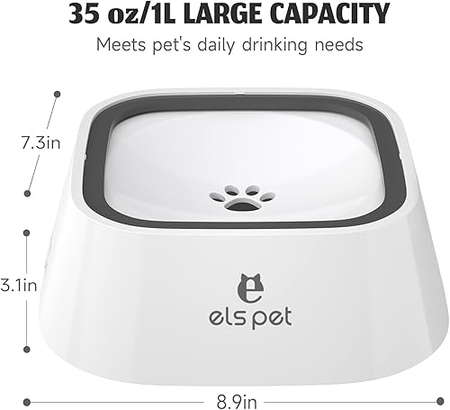 Miniatura 7 de ELS PET Cuenco para perros sin derrames, cuenco de agua para mascotas, sin goteo, cuenco de agua lento, dispensador de agua para mascotas, 35 onzas