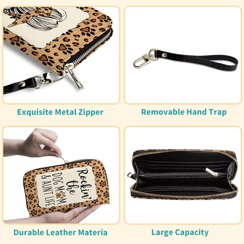 Aunt Gifts - Auntie Gifts From Niece or Nephew - Mother Day, Birthday Gifts For Aunt - Dog Mom Aunt Purse - Dog Mom Gifts For Women Dog Owner - Leather Long Wallet for Work, Travel3