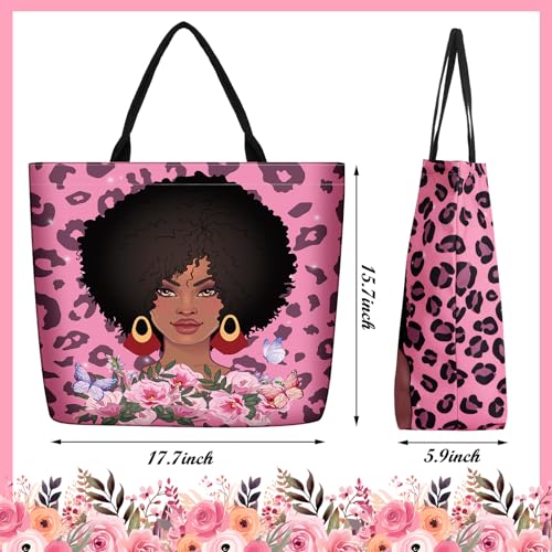 Image of Silkfly 4 Pack African American Tote Bags Gifts for Black Women Shoulder Handbag Afro Satchel Sister Bag for Work Travel