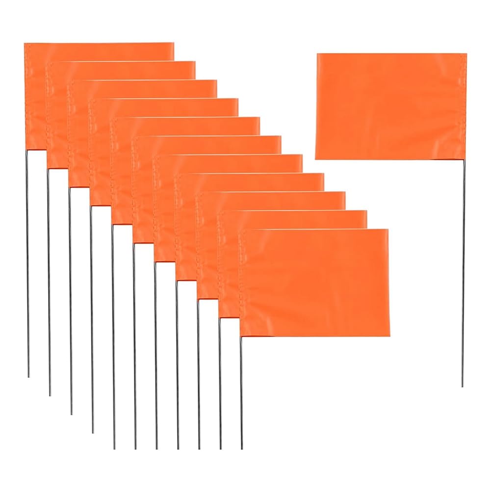 Contencinty 50Pack Marking Flags, Orange Yard Flags 15x4x5Inch, Marker Flags, Lawn Flags Markers, Irrigation Flags, Landscape Flags