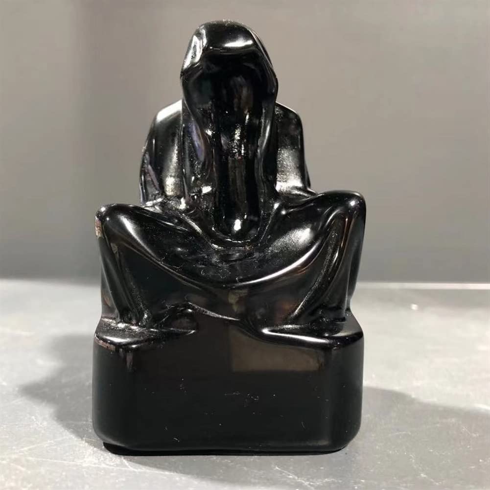 lleno de textura Decoración de cristal 290-330g WizardStatue Piedra natural Figura tallada a mano Adorno de habitación Estatuilla de cristal Reiki Piedra preciosa Decoración de la oficina en el hogar