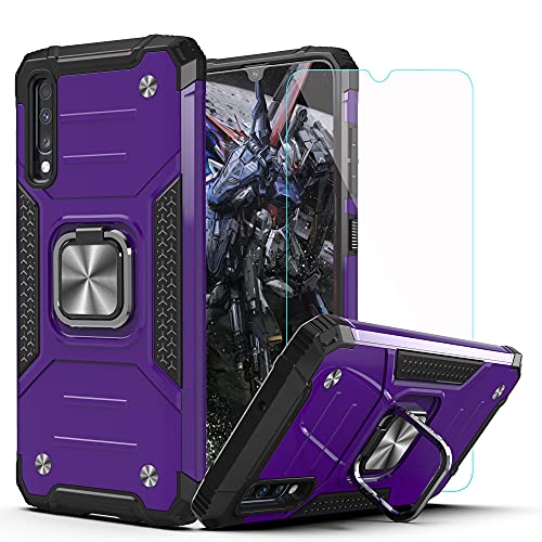 A70 Case Galaxy A70 Case Samsung A70S Cases with HD Screen Protector,AYMECL Armor Grade Cases with Rotating Holder Kickstand Non-Slip Hybrid Rugged Case for Samsung Galaxy A70 Purple