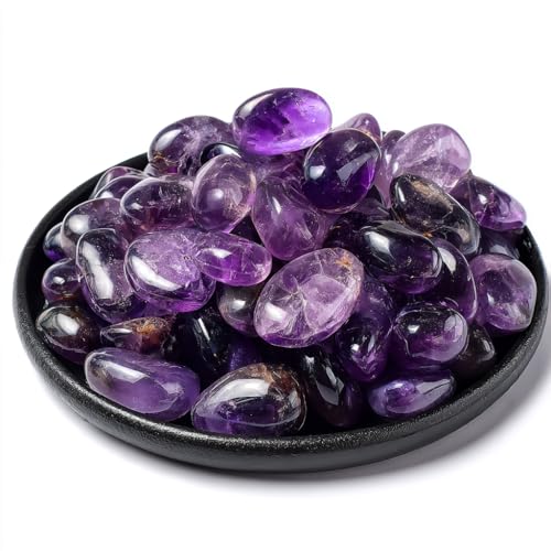 Image of Polished Amethyst Crystal Bulk - 0.6 inch Colorful Tumbled Stone Chips Rocks, 7 oz Crushed Sea Glass Large Stones for Healing, Reiki, Crafting, Home Decor