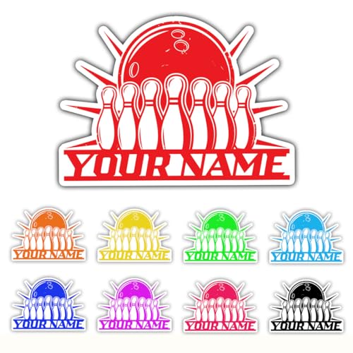 Custom Bowling Sticker Personalized Name Vinyl Decal – Funny Team Spirit Waterproof Sticker for Helmet, Laptop, Water Bottle, Car, or Bowling Equipment – Sports Gift for Kids & Adults (BOWLING1)