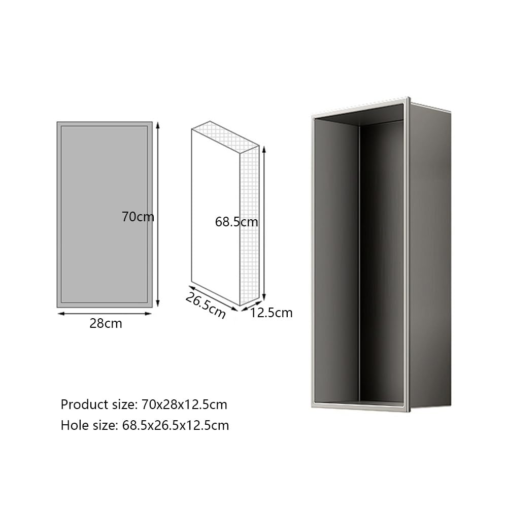 Estante de baño Elegante de Acero Inoxidable Negro para organizar fácilmente el Almacenamiento en la Ducha. Diseño Empotrado Impermeable. No Necesita Azulejos.