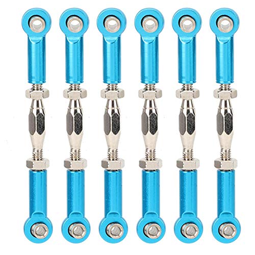 Tbest RC Pull Rod, 6 Pezzi servo Link Regolabili Tirante Tirante in Lega di Alluminio tiranteria Set di tiranti per RC Hobby Modello di Auto(Blu)