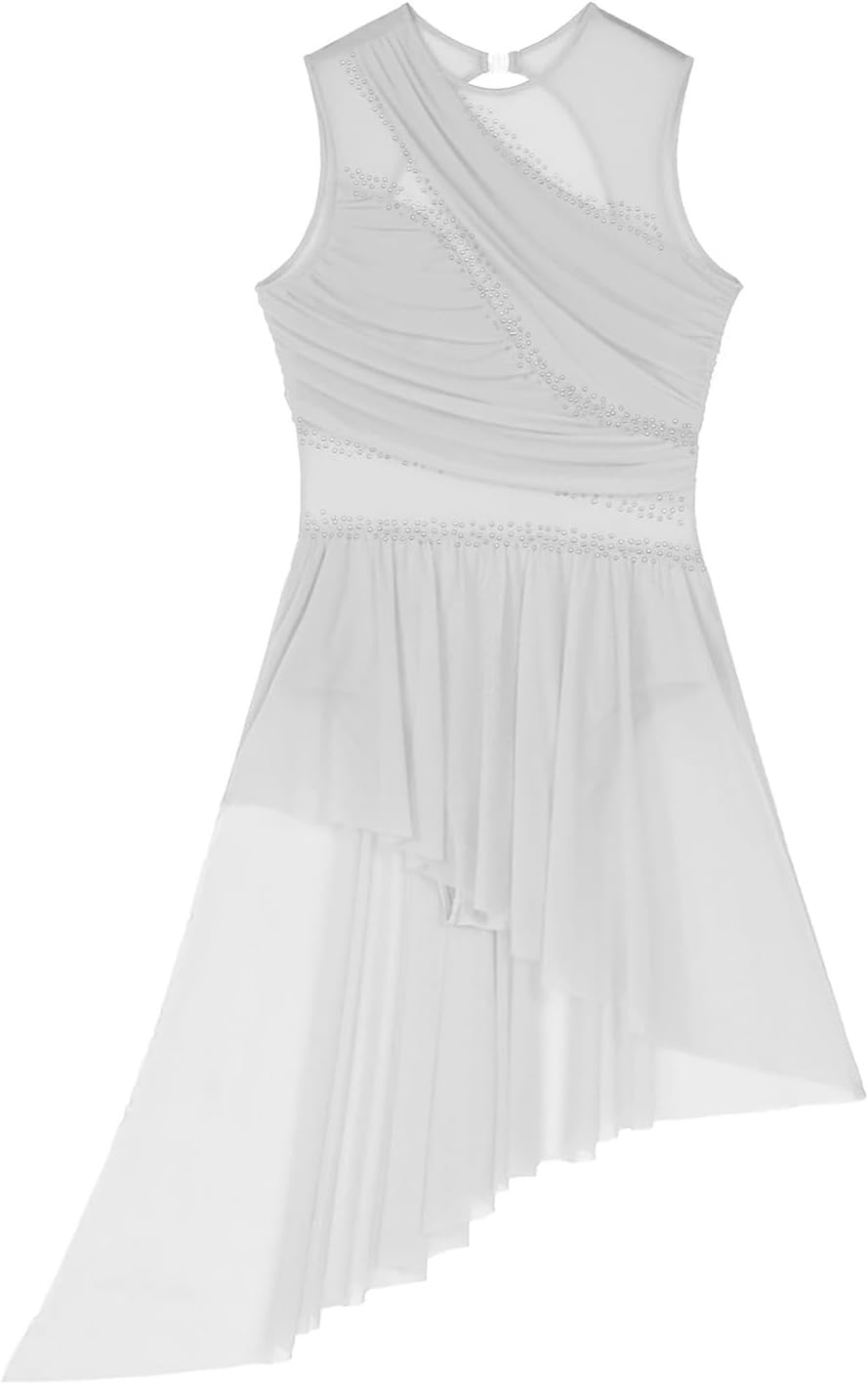 Women Sleeveless Leotard Figure Ice Skating Dress Lyrical Modern Dance