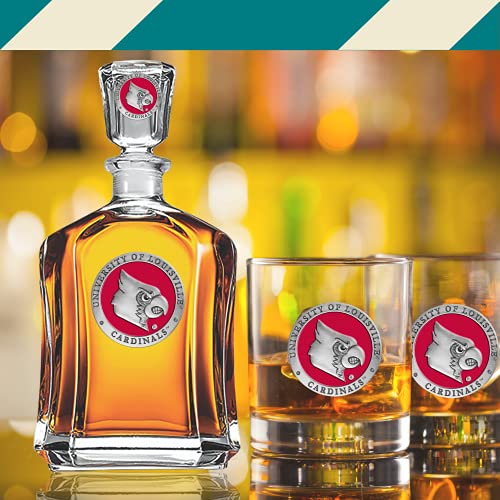 Image of Heritage Pewter Louisville Capitol Decanter | 24 OZ Whiskey Decanter for Liquor with Airtight Stopper | Expertly Crafted Pewter Glass Clear