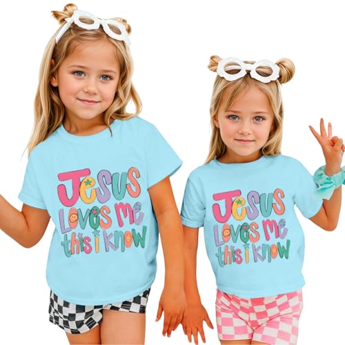 Image of BINTEHGS Jesus Shirts for Kids Christian Graphic Tees for Girls Religious God Tshirts Inspirational Bible Verse Cute T-Shirts