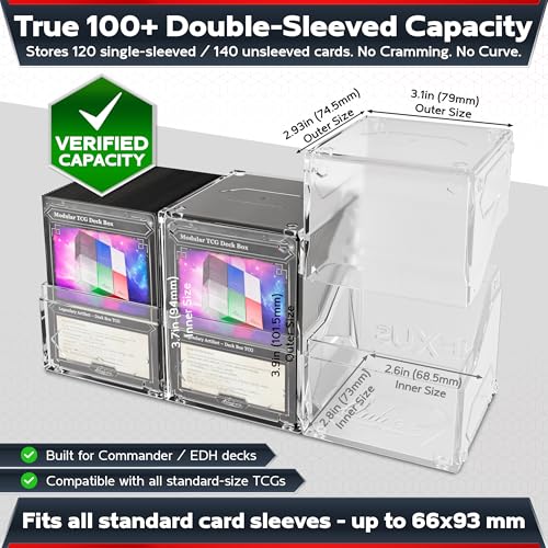 Image of Quiver Time 360 Modular Nexus DeckBlock - Durable Stackable MTG Deck Box for Commander fits 100+ Cards | Stylish 100 Card Deck Box MTG | Interchangeable TCG Decks Boxes (1 pcs, Clear)