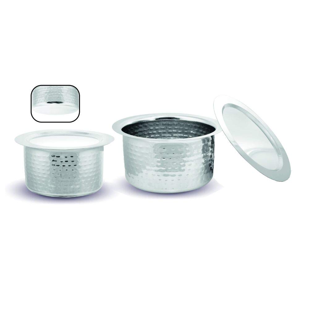 KLOUD9 Stainless Steel Hammered Induction Bottom Avni Tope Set with Lid - Pack of 2 Pcs