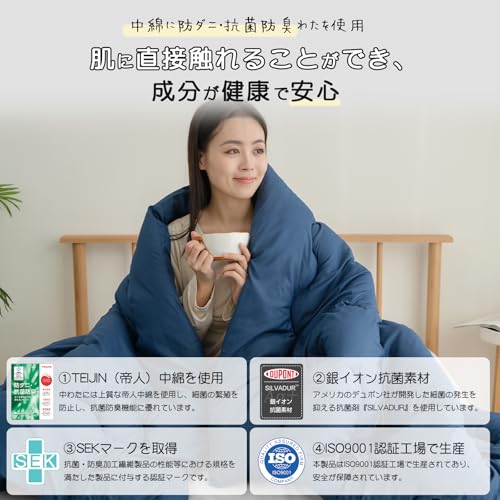 fuwawa 掛け布団 セミダブル オールシーズン FW-E013 ネイビー の商品画像 5