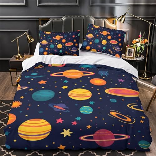 Housse de couette 140x200cm planète cartoon 3D en microfibre pour lit single - 4