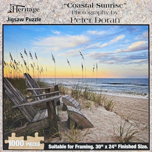 Heritage Puzzle Coastal Sunrise Beach Ocean Jigsaw Puzzle for Adults 1000 Pieces, Frameable 30