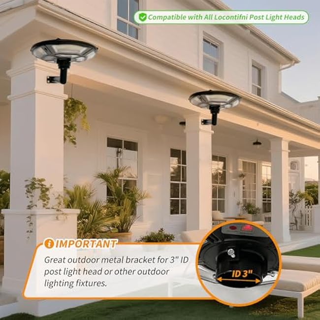 90 Degree Wall Mount Bracket for ID 3 Lamp Post Light Fixtures - Waterproof L-Shaped Outdoor Light Accessory for Street Lights, Parking Lot Lights(OD 3)