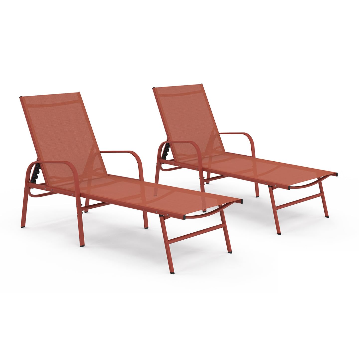 IDMarket - Lot de 2 transats de Jardin inclinables Fidji en Acier et Toile Terracotta