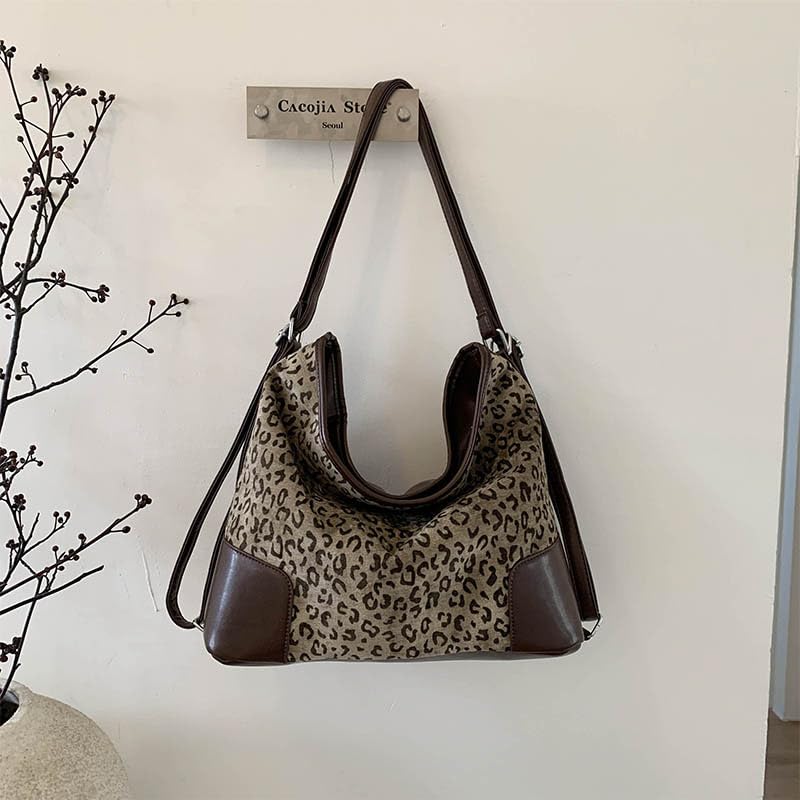 Image of y2k Cheetah Handbags for Women, Hobo Bag Cheetah Print Ladies Chic Shoulder Bags Tote Bag Leopard Print Large Crossbody