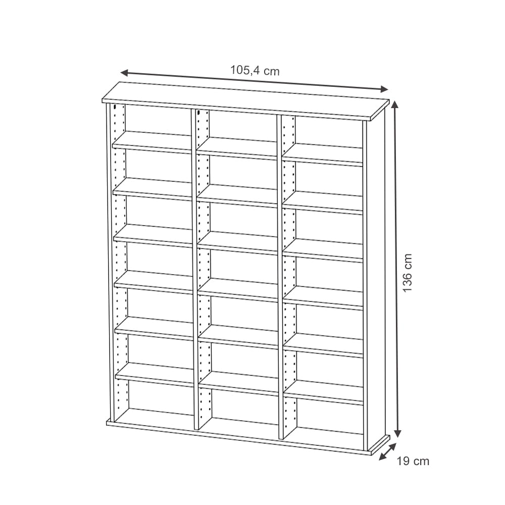 Vicco Cd-Regal Jukebox, Beton, 105.4 x 136 cm | für stehende oder wandmontierte Nutzung geeignet