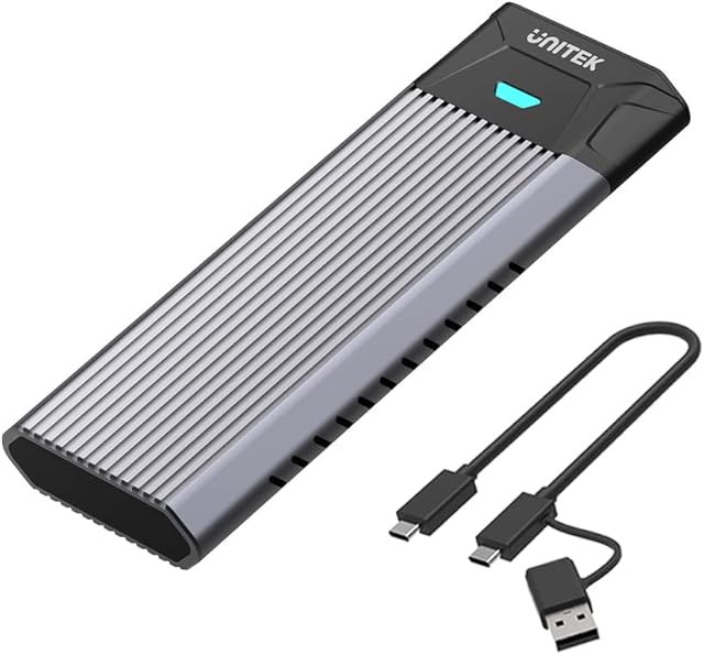 M.2 NVMe SSD Enclosure Adapter Tool-Free, Unitek USB C 3.1 Gen 2 10Gbps to NVMe PCIe M-Key(B+M Key) Solid State Drive External Enclosure, Support UASP Trim for M.2 NVMe SSD Size 2242/2260/2280