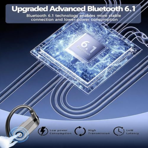 Image of Hsility Wireless Earbuds 120H Playtime Bluetooth 6.1 Ear Buds for Sports Hi-fi Stereo Headset with LED Display Charging Case Earpiece for Running Workout Audifonos Retro Black