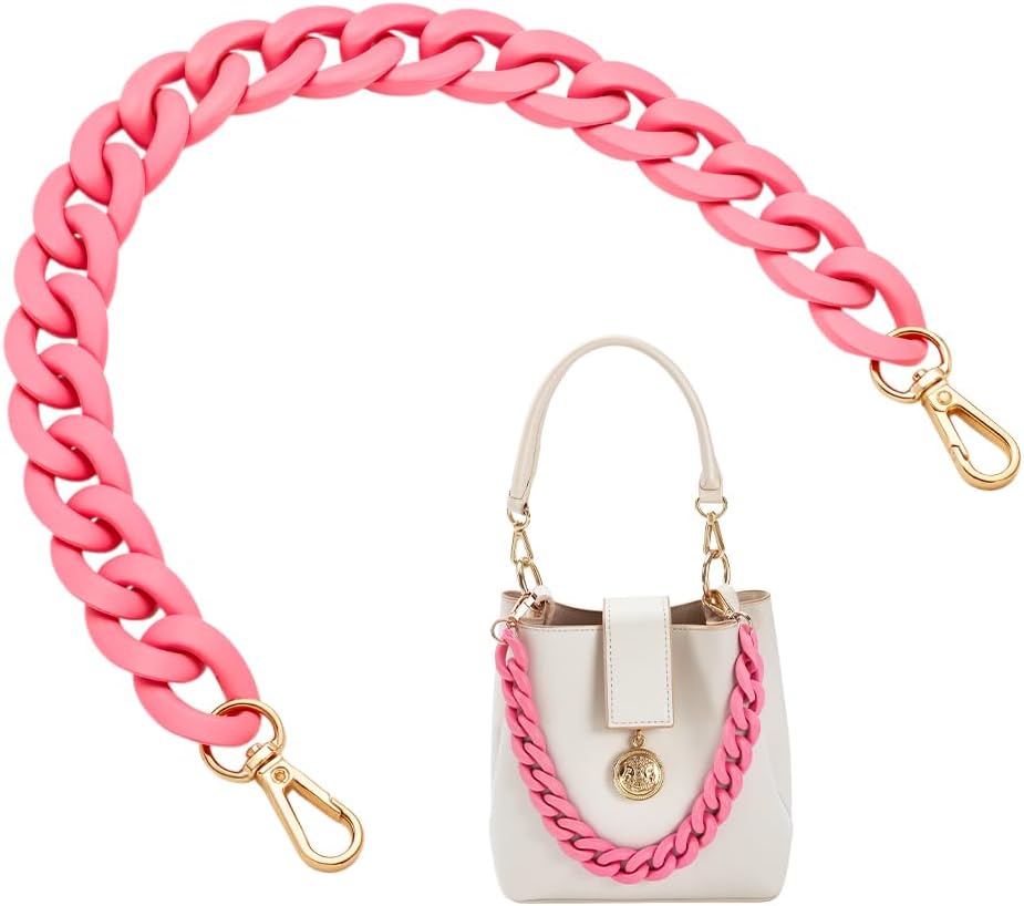 PH PandaHall 17 inch Acrylic Bag Chain Pink Purse Chain, Frosted Bag Chains