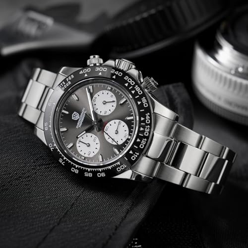 Image of watchdives Chronograph Watch, WD16500 V2 Quartz Men Watches Japan VK63 Meca-Quartz Movement 38mm Sapphire Crystal Wristwatch 100M Waterproof Sport Watch, Stainless Steel Bracelet