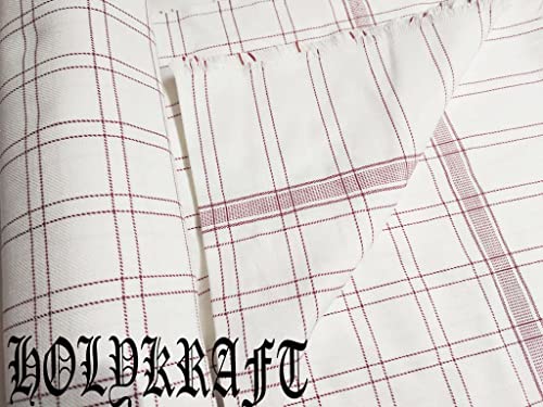 Image of 100% Cotton Soft Beautiful Big Chek Single Bed Size Skin Friendly Summer AC Blanket /Khes /Dohar /Top Sheet Set /Chadar (Maroon Check)