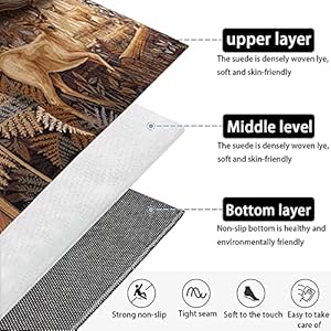 Primitive Forest Elk Deer Moose Pattern Living Room Area Rug Rustic Retro Tree Leaves Print Floor Carpet Non Slip3x5