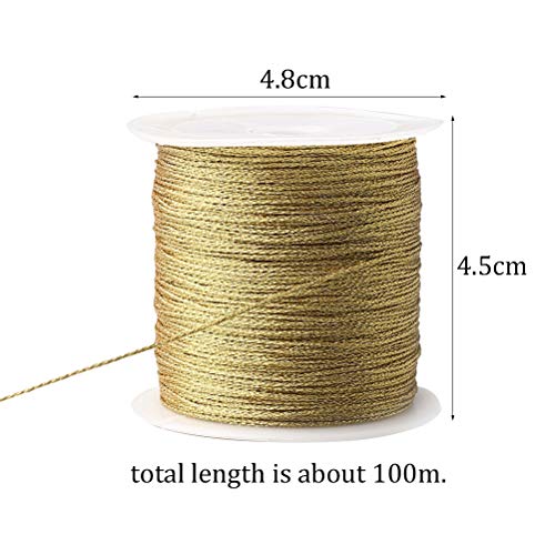 Image of 218 Yards /656 Feet Metallic Cord 2 Pcs Spool Metallic Thread Colored Jewelry Thread Colored Craft Gold String Tinsel String Craft Making Cord for Gift Wrapping(0.5mm)