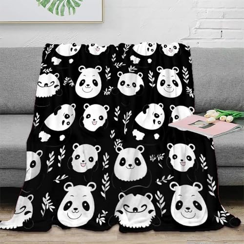 Couverture panda 150x200cm plaid microfibre idéal pour soirées canapé