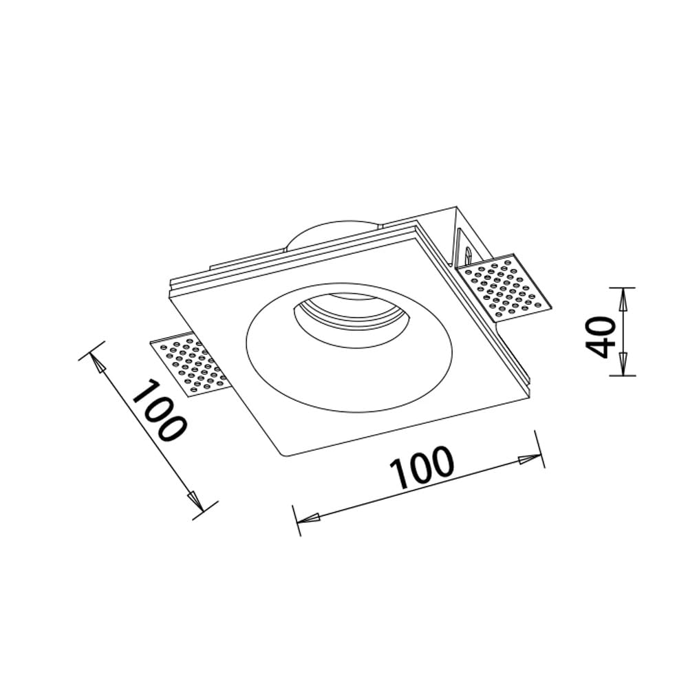 10 Pezzi Portafaretto da incasso quadrato in gesso a scomparsa, compatibile con faretti GU10, senza vetro, foro incasso Ø105mm, design moderno per cartongesso (10)