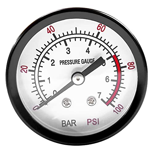 Image of Beduan Air Pressure Gauge for Air Compressor 1-1 /2 inch Dial Center Back Mount, 1 /8 inch NPT,0-100 Psi