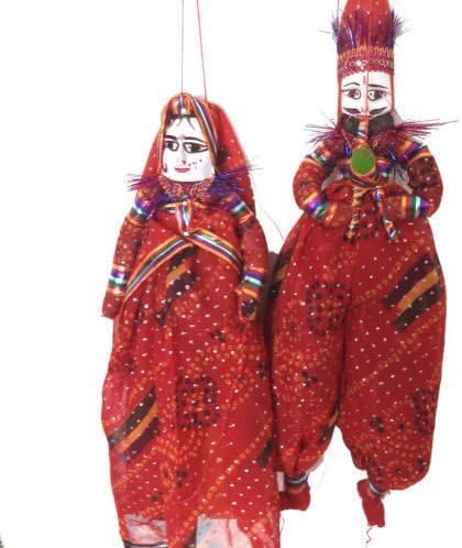 GAC Handcrafted Colorful Wooden Face String Puppet Kathputli in Pair