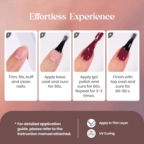 Image of Beetles Gel Nail Polish Set, 23Pcs Fall Brown Burgundy Red Nude Pink Gel Polish Set with Base Top Coat Verse of Roses Kit, Soak off Uv Gel Gift for Women