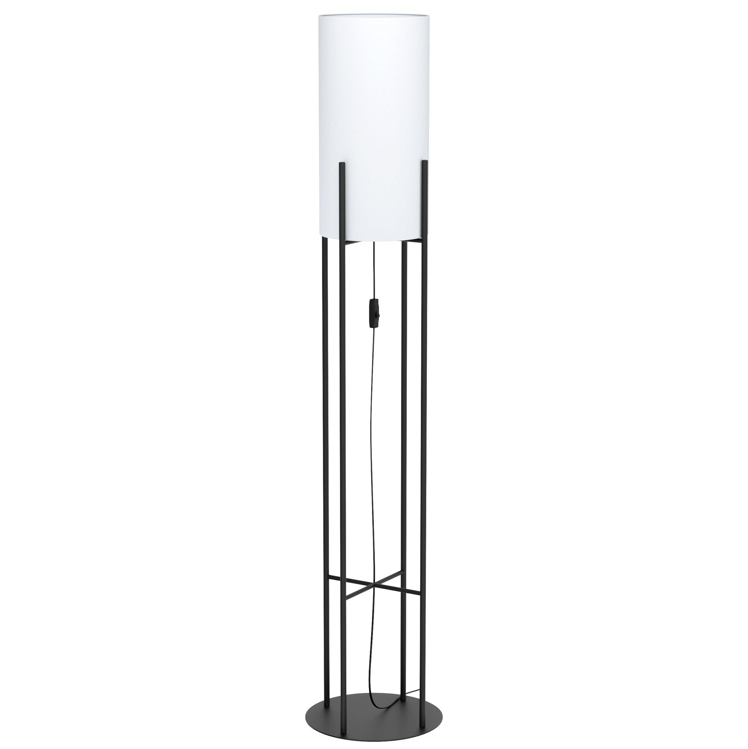 Eglo Floor lamp Glastonbury, 1 Flame Floor lamp, Floor lamp Made of Steel and Textile, Living Room lamp in Black, White, lamp with Switch, E27 Socket — image 1