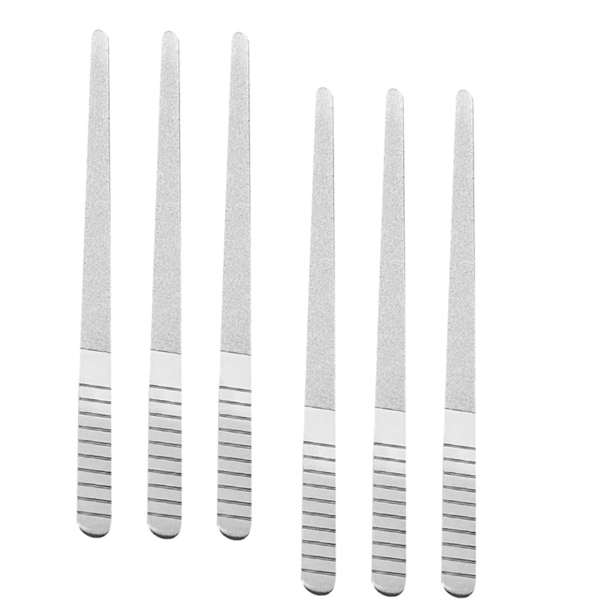 WOFASHPURET 6Pcs Double Sided Nail Files Durable Stainless Steel Sanding Manicure and Tools for Natural and False Nails Nail Extensions and Polish Removal Silver