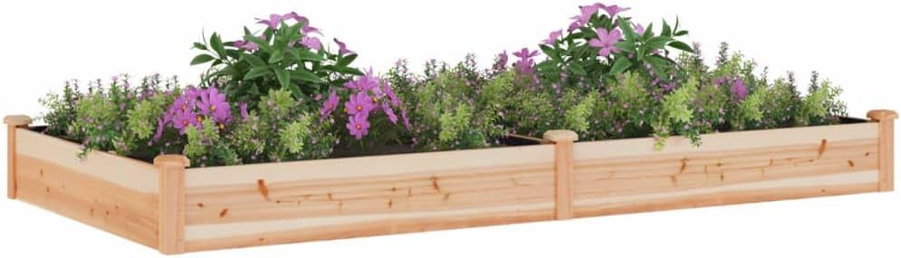 Large 94.5"x47.2" Fir Wood Raised Garden Bed Outdoor Rectangular Planter Box Untreated Brown Frame for Balcony Patio Yard Herb Flower Vegetable Growing