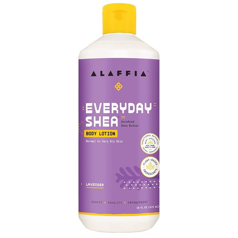 Loção corporal Alaffia EveryDay Shea com manteiga de karité Fair Trade, lavanda, 473 mL