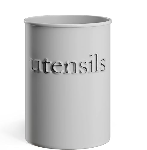 Barnyard Designs Soporte de metal para utensilios de cocina para encimera, soporte de utensilios de cocina de granja para decoración de mostrador de