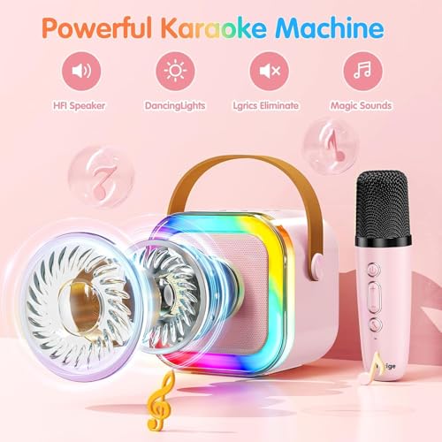 Image of MiniExplorer Rechargeable Wireless Mini Portable Bluetooth Karaoke Machine | Bluetooth Speaker with Microphone & LED Lights - Kids Music Singing Toys for Girl Boy Birthday Gift Ideas