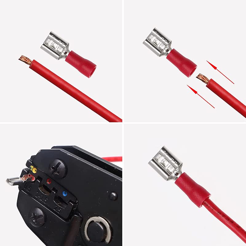 500pcs Cold-Pressed Terminal Spade Crimp Terminal Assorted Electrical Wire Cable Connector Insulated Ring Fork Butt Ring Lugs VUQLDHAYZ