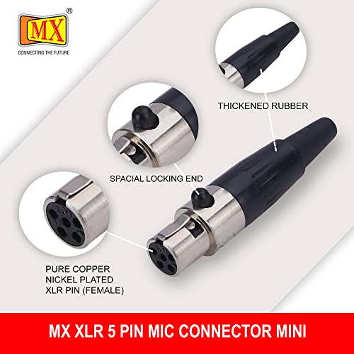 Image of MX 3 Pin XLR Microphone pin Pure Copper Nickel Plated Pins1 for High Conductivity microphone (5-pin microphone female Mini XLR, Pack of 10, Female Connector)