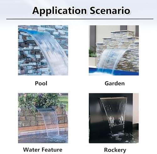 Customizable 12in Stainless Steel Waterfall Fountain - Elegant Outdoor Garden Water Feature for Patio & Deck - Modern Pond Decor with Fittings