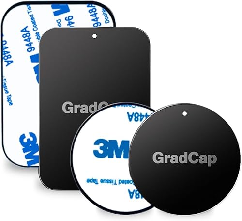 Placa de metal para soporte magnético de teléfono, paquete de 4 discos universales de metal negro ultrafino con adhesivo 3M fuerte, kit de